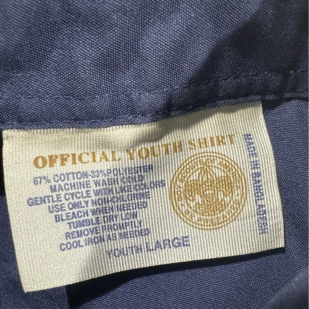 Boy Scouts of America Shirt Youth Large Blue Short Sleeve Uniform Button Up Logo